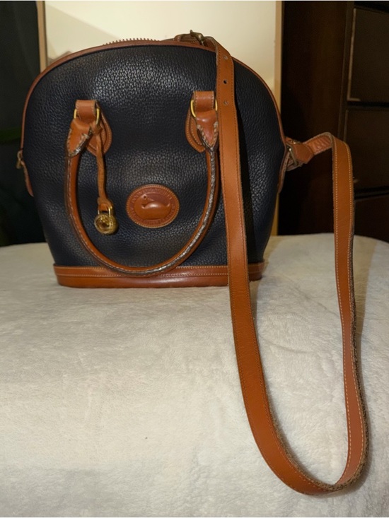 Dooney & Bourke Handbags - Dooney & Bourke Dark Navy Pebbled Leather Norfolk Satchel